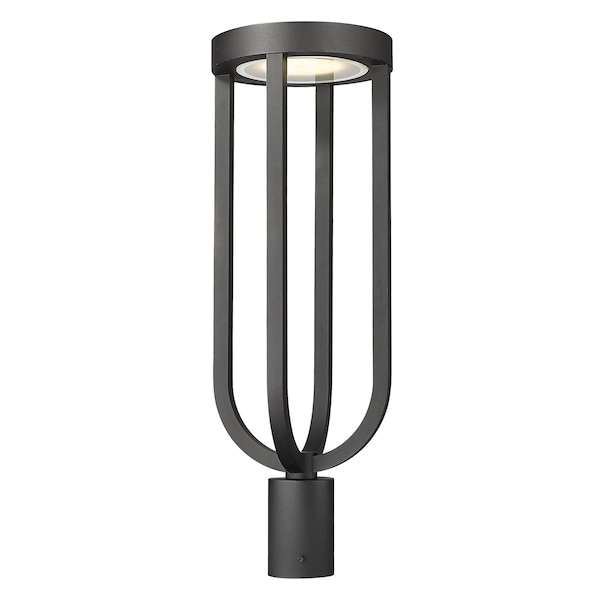 Z-Lite Leland Outdoor Post Mount Fixture, 1-Light, 9 In.W x 26.25 In.H, Sand Black/Sand Blast 5005PHB-BK-LED - main